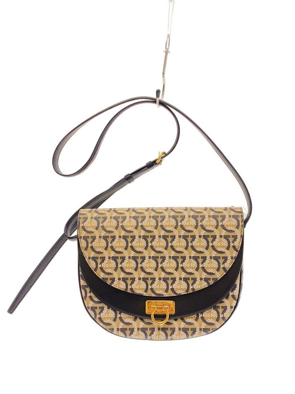 Salvatore Ferragamo Shoulder Bag Leather Beige Cream All over
